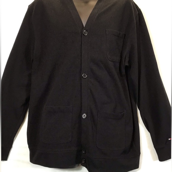 Tommy Hilfiger Mens Button Up Cardigan Size XL Jersey Knit Long Sleeve Sweater - Picture 3 of 13